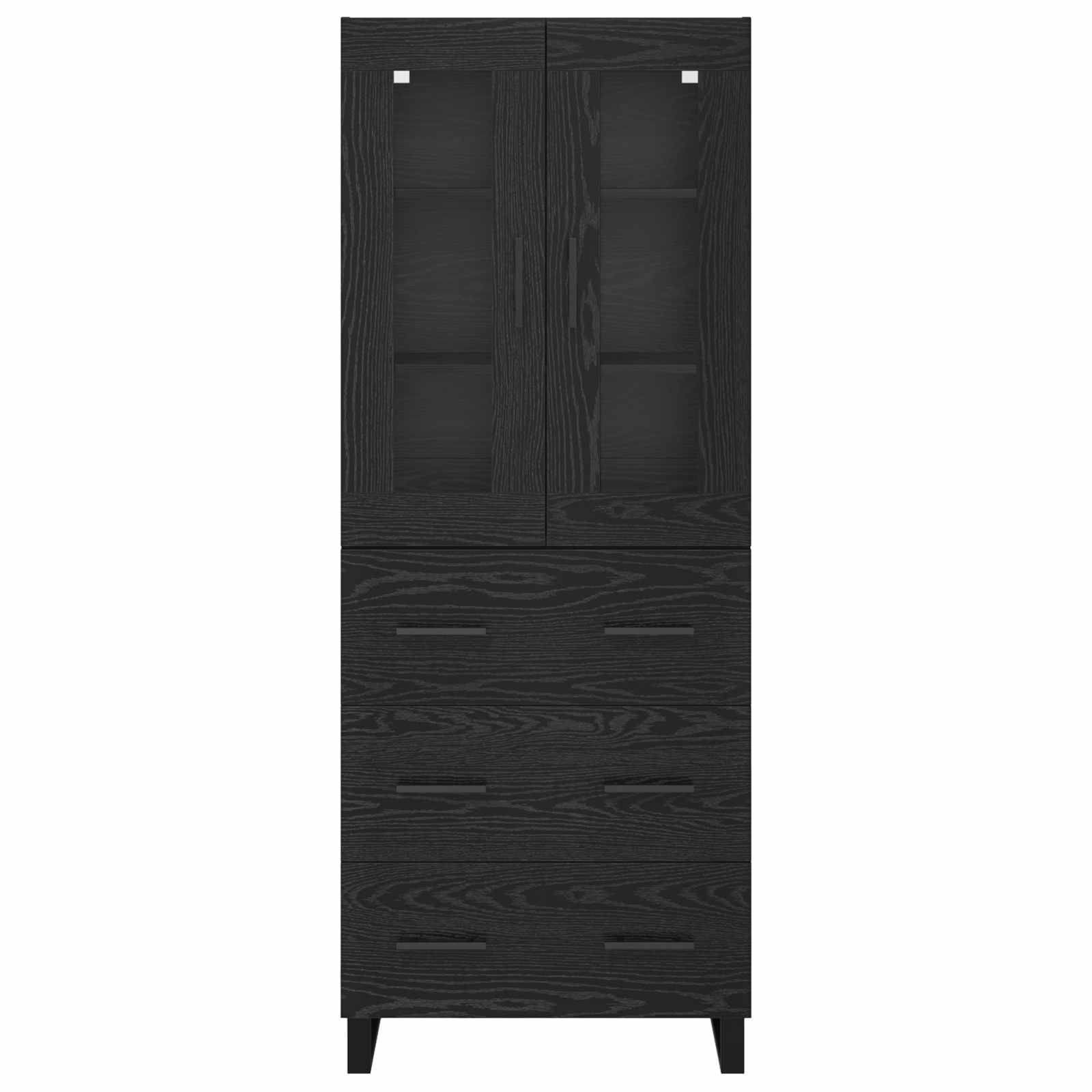 Highboard s ladicama 2 pcs Crni hrast Inženjerska drva i staklo
