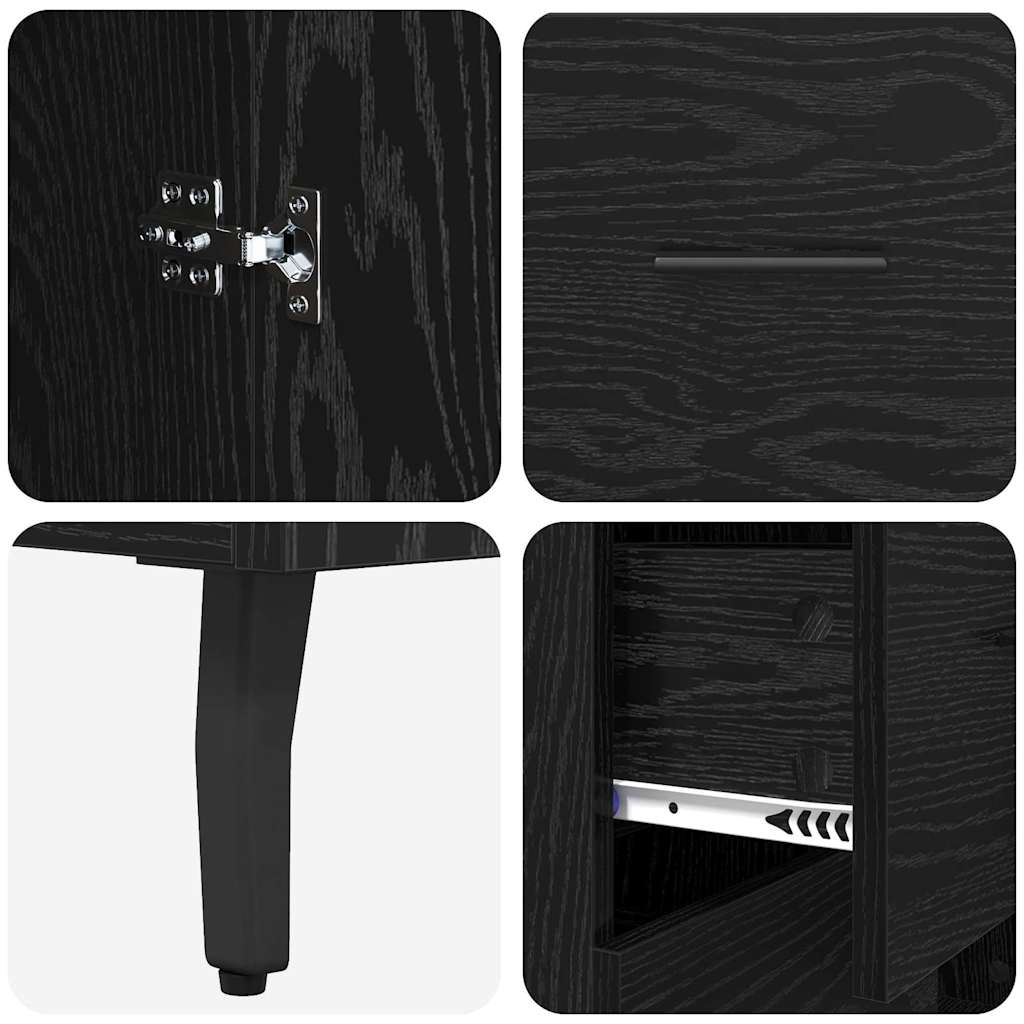 Highboard s ladicama 2 pcs Crni hrast Inženjerska drva i staklo