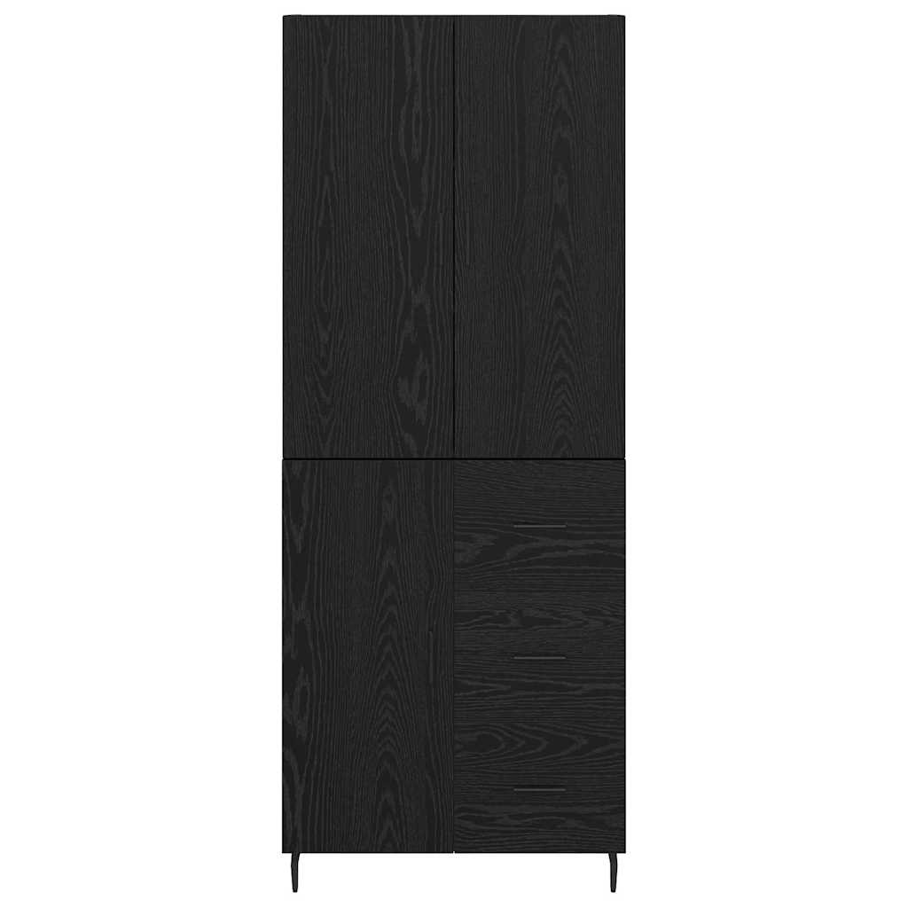 Highboard s ladicama 2 pcs Crni hrast Inženjerska drva i staklo
