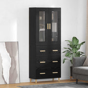 Highboard s ladicama Crni hrast 69,5 x 34 x 180 cm