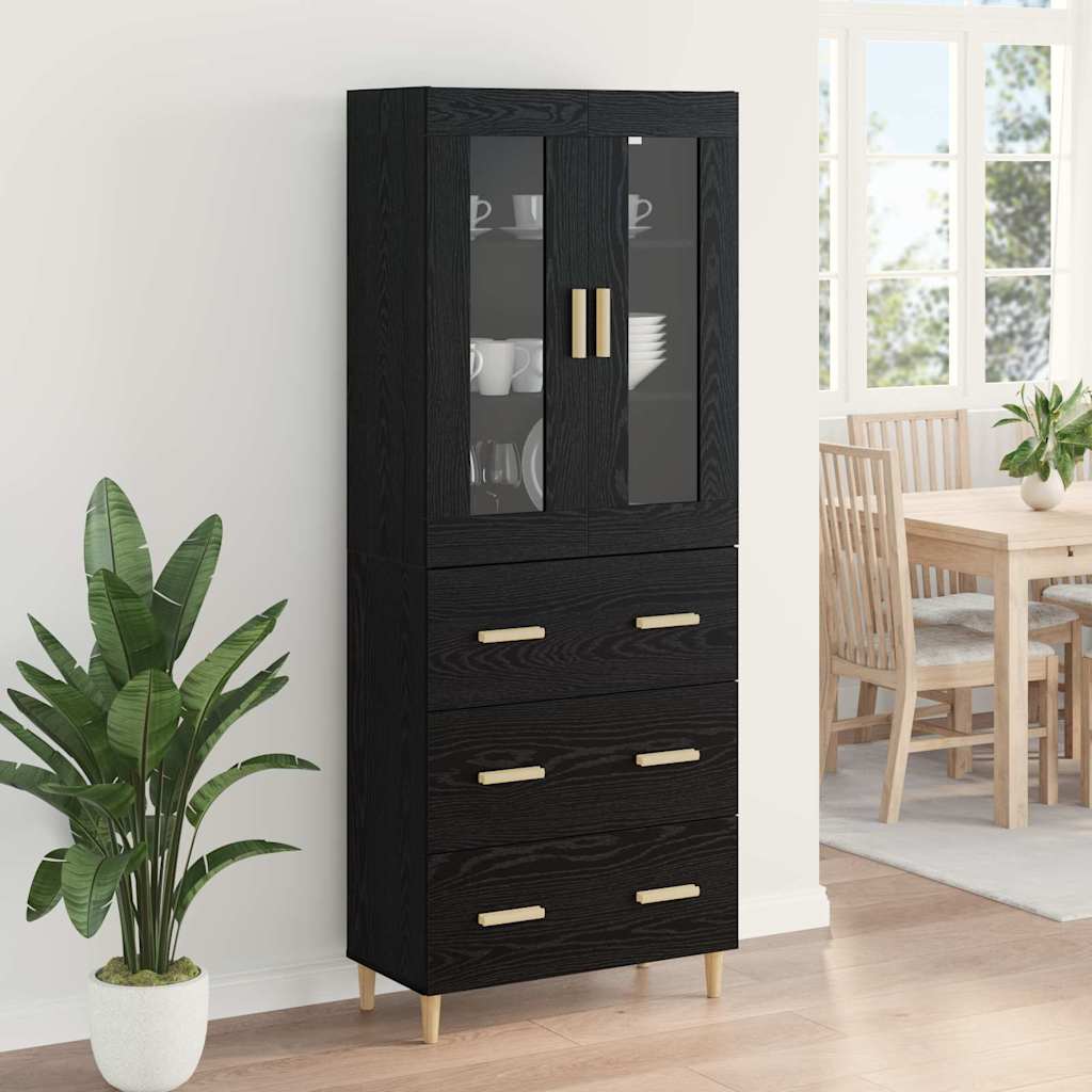 Highboard s ladicama Crni hrast 69,5 x 34 x 180 cm