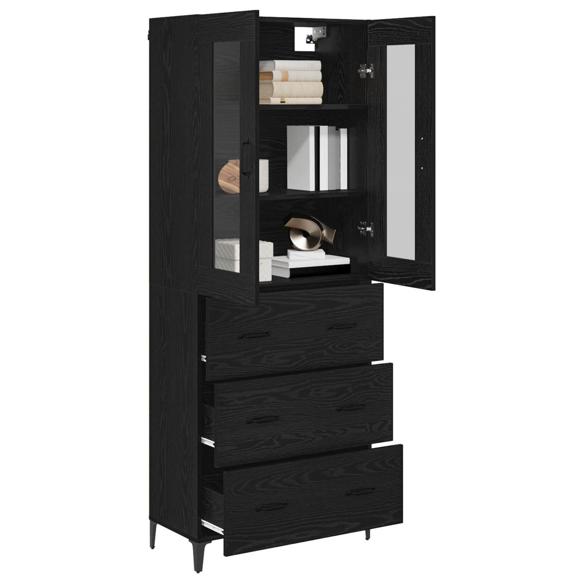 Highboard Crni hrast 69,5 x 34 x 180 cm Konstruirano drvo
