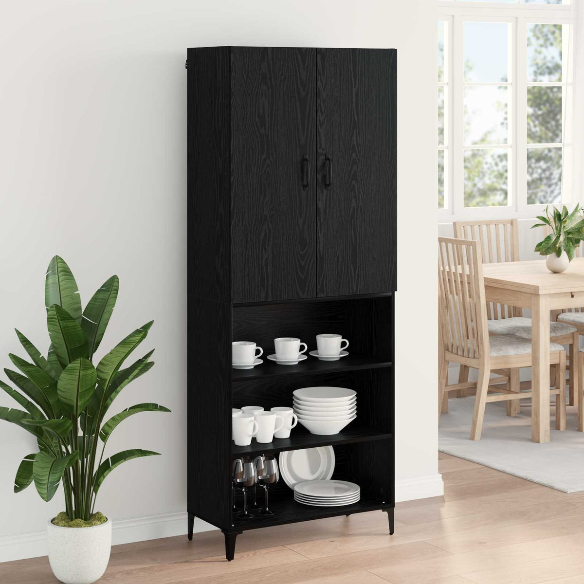 Highboard Crni hrast 69,5 x 34 x 180 cm Konstruirano drvo