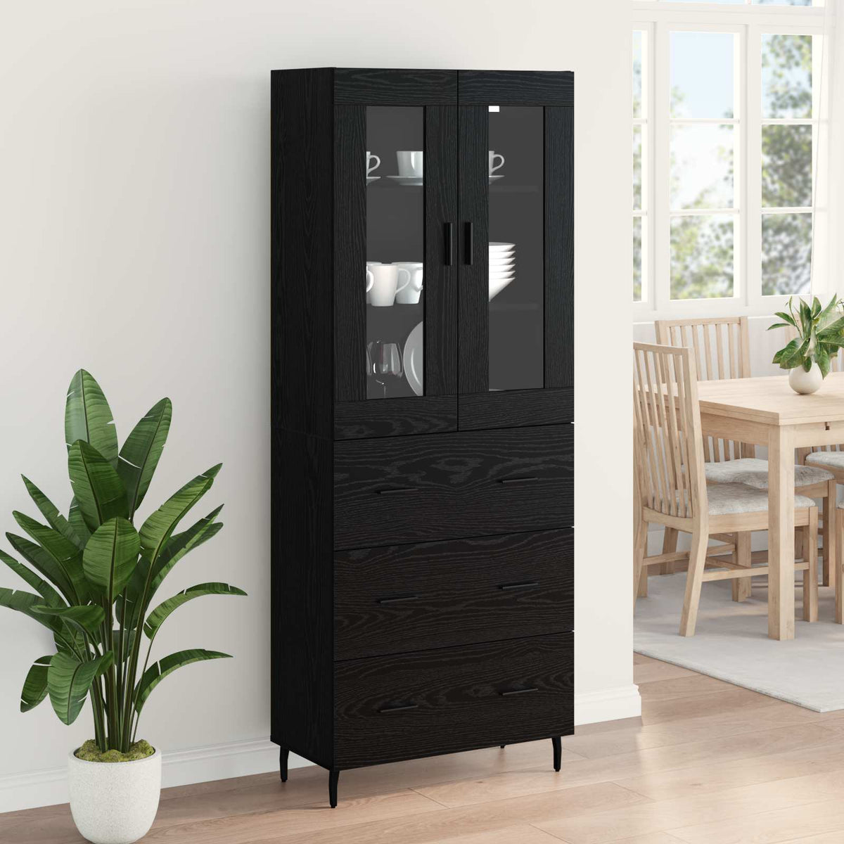 Highboard 2 kom. Crni hrast 69,5 x 34 x 180 cm