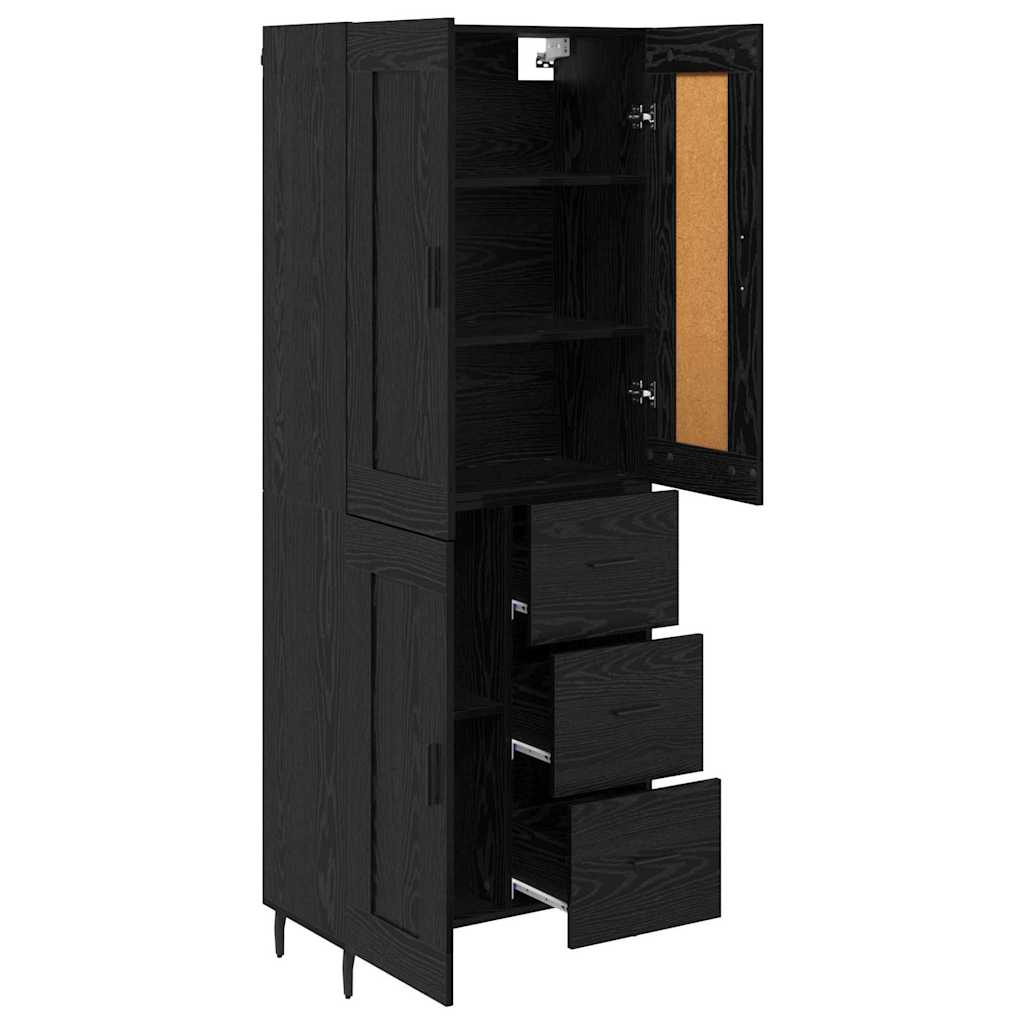 Highboard 2 pcs Crni hrast 69,5 x 34 x 180 cm Konstruirano drvo