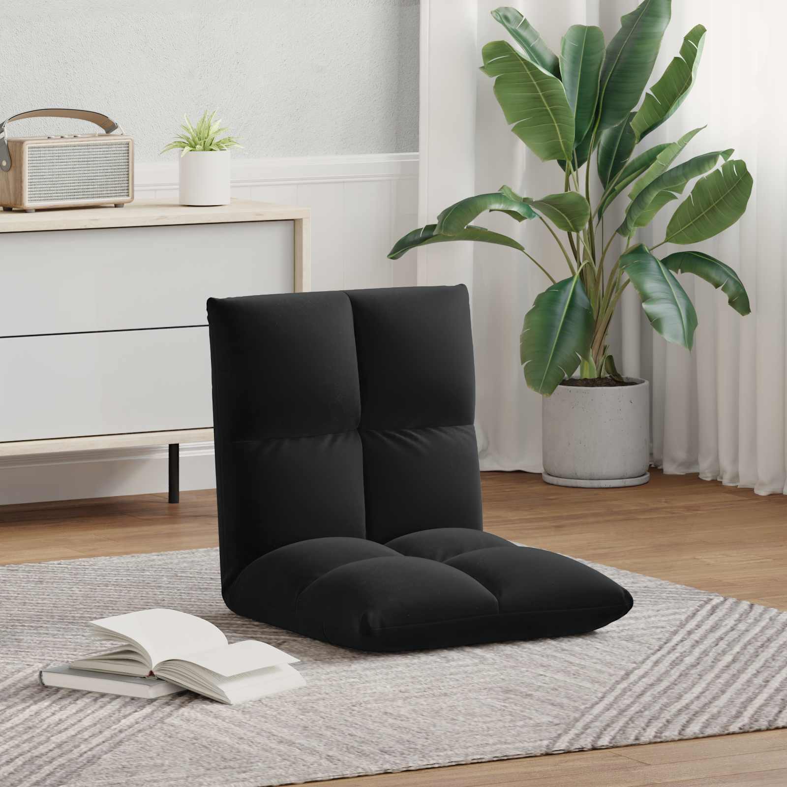 Podna stolica Crna 50 x 61 x 57 cm Baršun