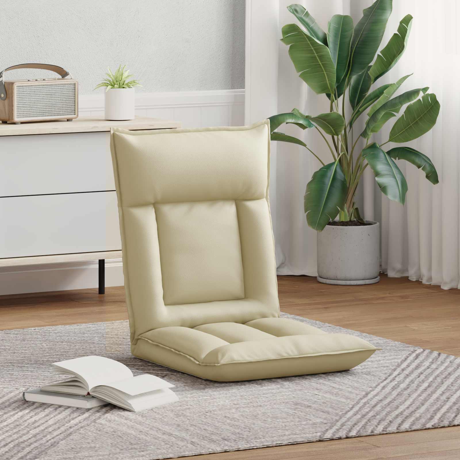 Podesivi podni naslonjač Krem Umjetna koža