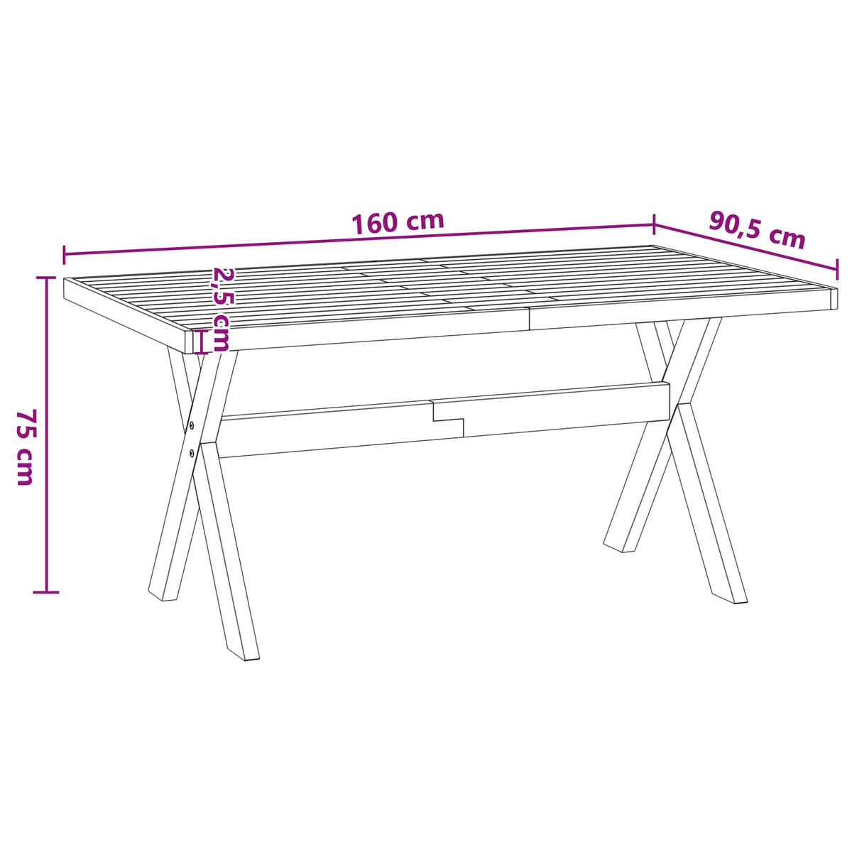 Stol za objedovanje NOAIN 160 cm Masivna borovina Crna