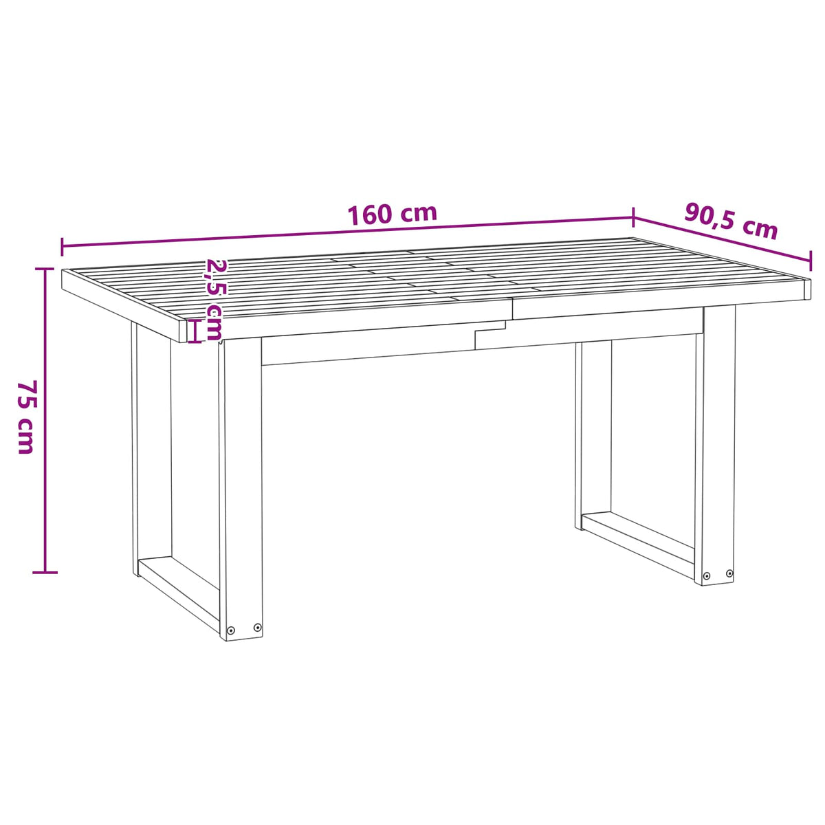Stol za objedovanje NOAIN 160 cm Masivna borovina Crna