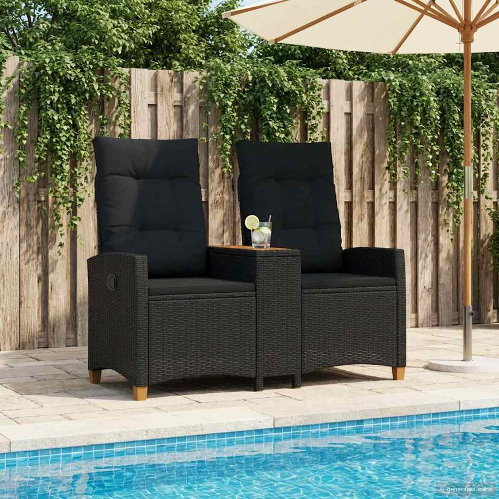 Rekreativna klupa s stolom Crna 126 x 65 x 112 cm poliratan
