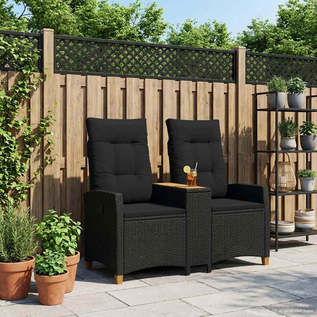 Rekreativna klupa s stolom Crna 126 x 65 x 112 cm poliratan