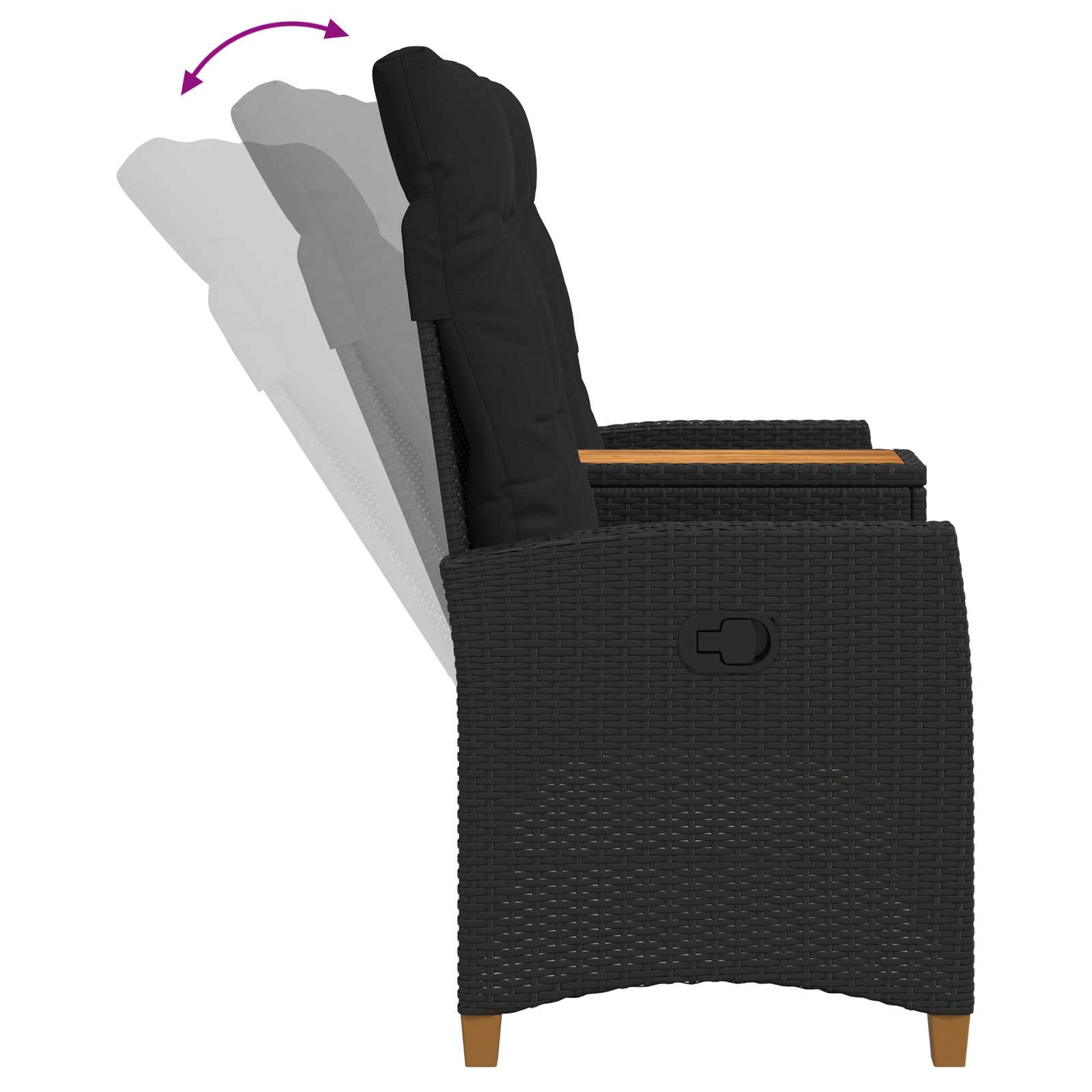Rekreativna klupa s stolom Crna 126 x 65 x 112 cm poliratan