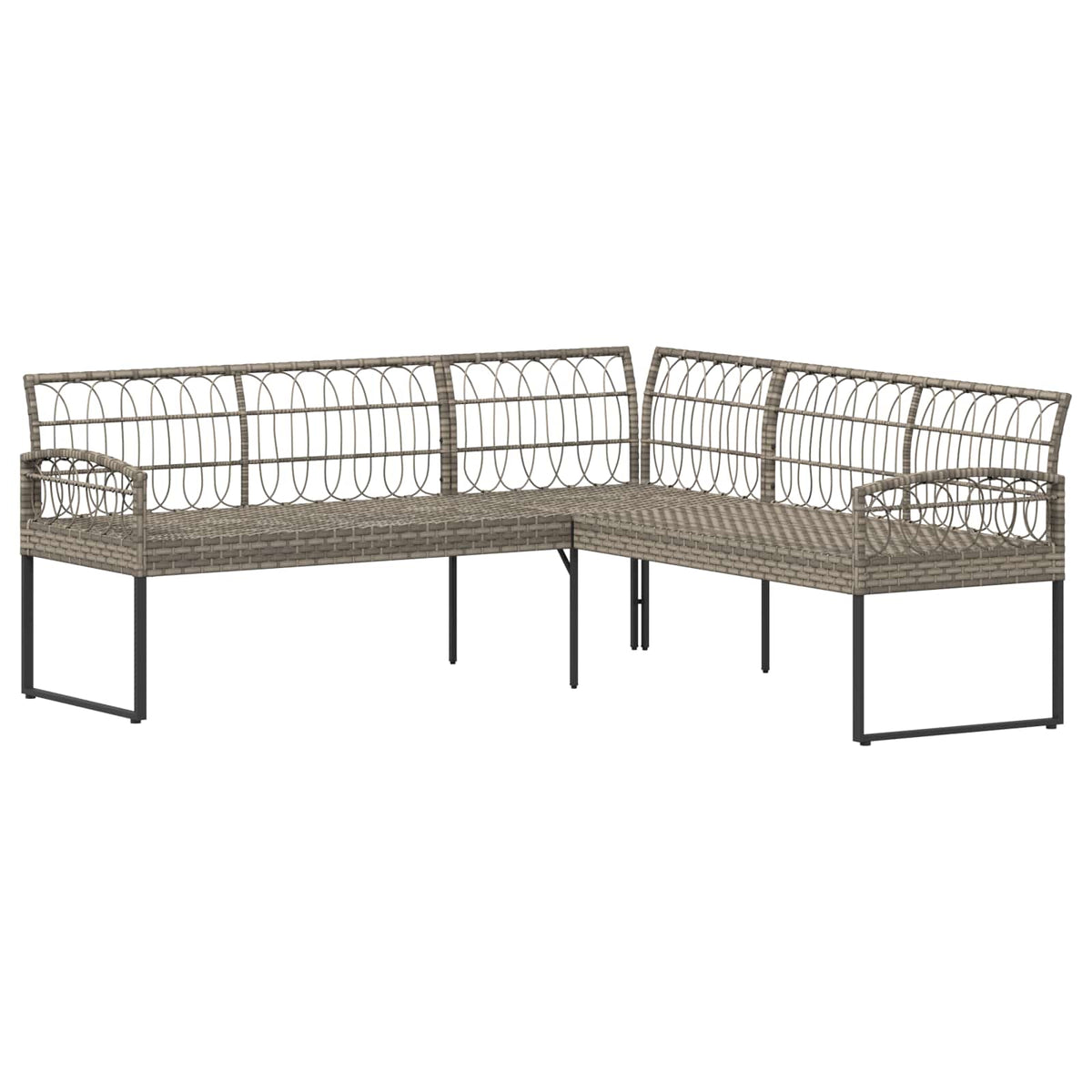 Set vrtnog kauča s jastukom 2 pcs Sivi Poli Rattan i čelik