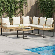 Sjedeća garnitura za vrt 2 pcs Prirodna Poli Rattan Čelik