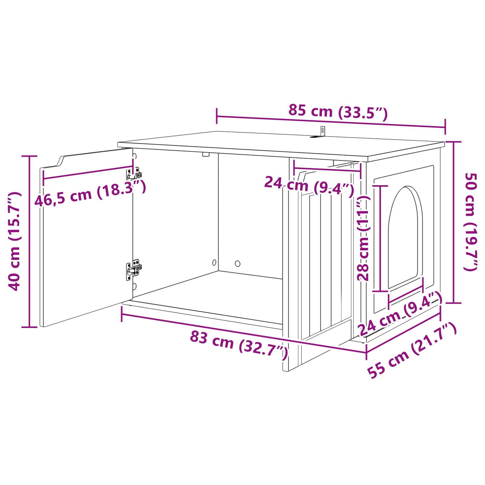 Mačja Kuća Dimljeni hrast 85 x 55 x 50,5 cm Konstruirano drvo