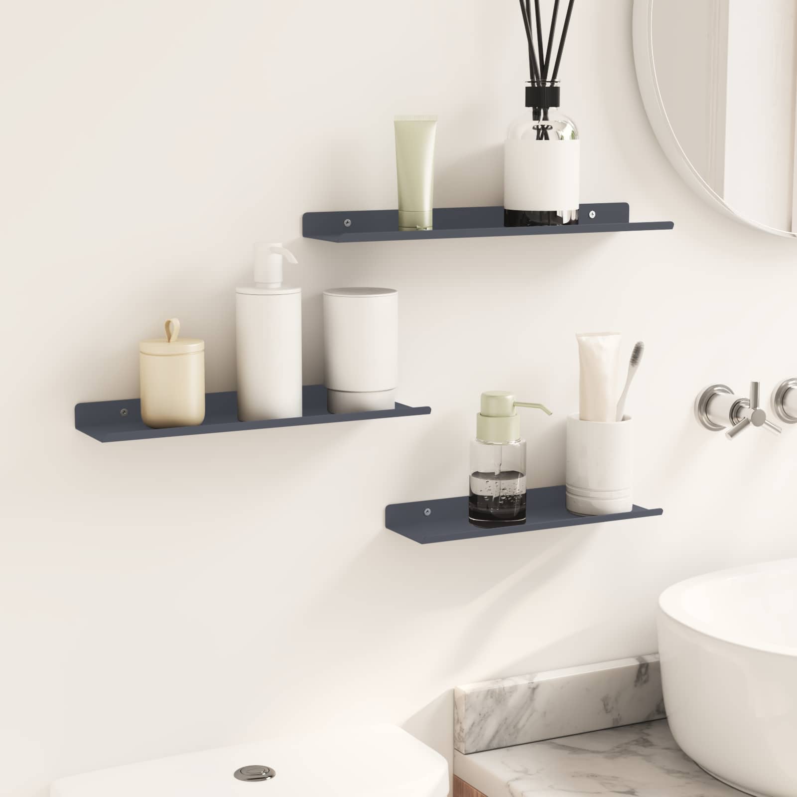 Lebdeća polica Zidne 3 pcs Antracit 40 x 9 x 2,5 cm Čelik