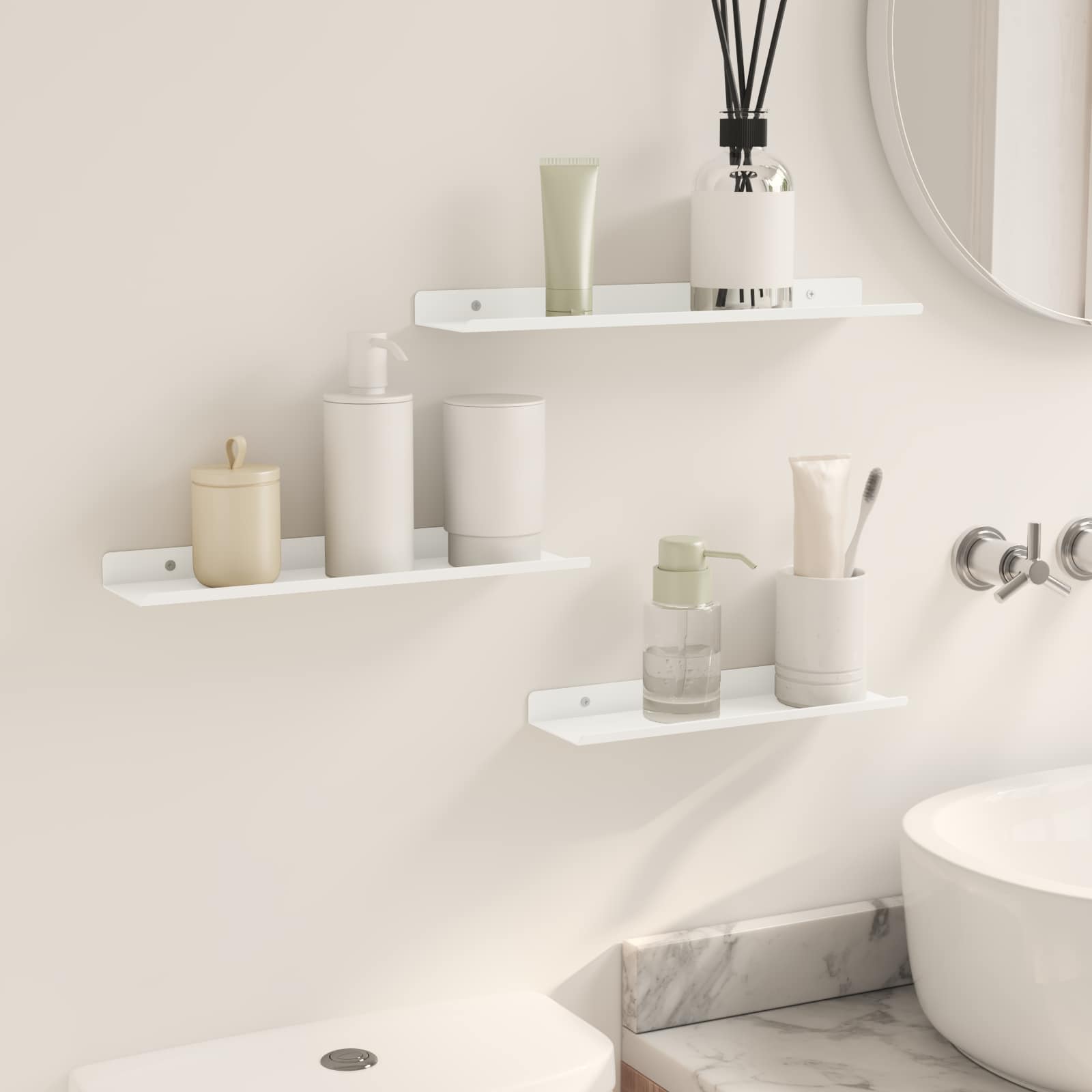 Lebdeća polica Zidne 3 pcs Bijeli 40 x 9 x 2,5 cm Čelik