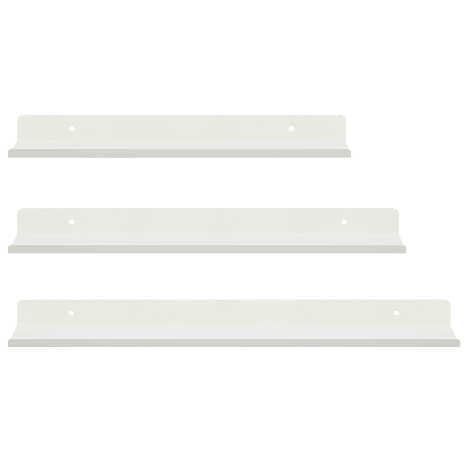 Lebdeća polica Zidne 3 pcs Bijeli 40 x 9 x 2,5 cm Čelik