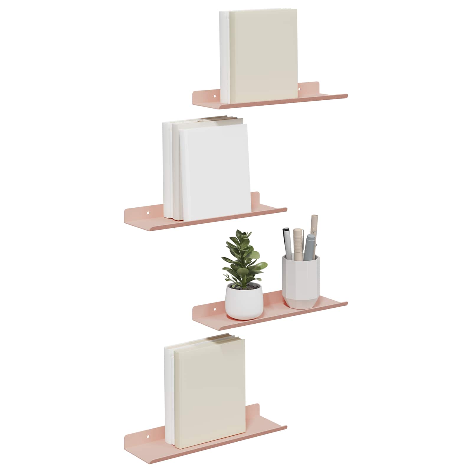 Lebdeća polica Zidne 4 pcs Ružičasta 30 x 9 x 2,5 cm Čelik
