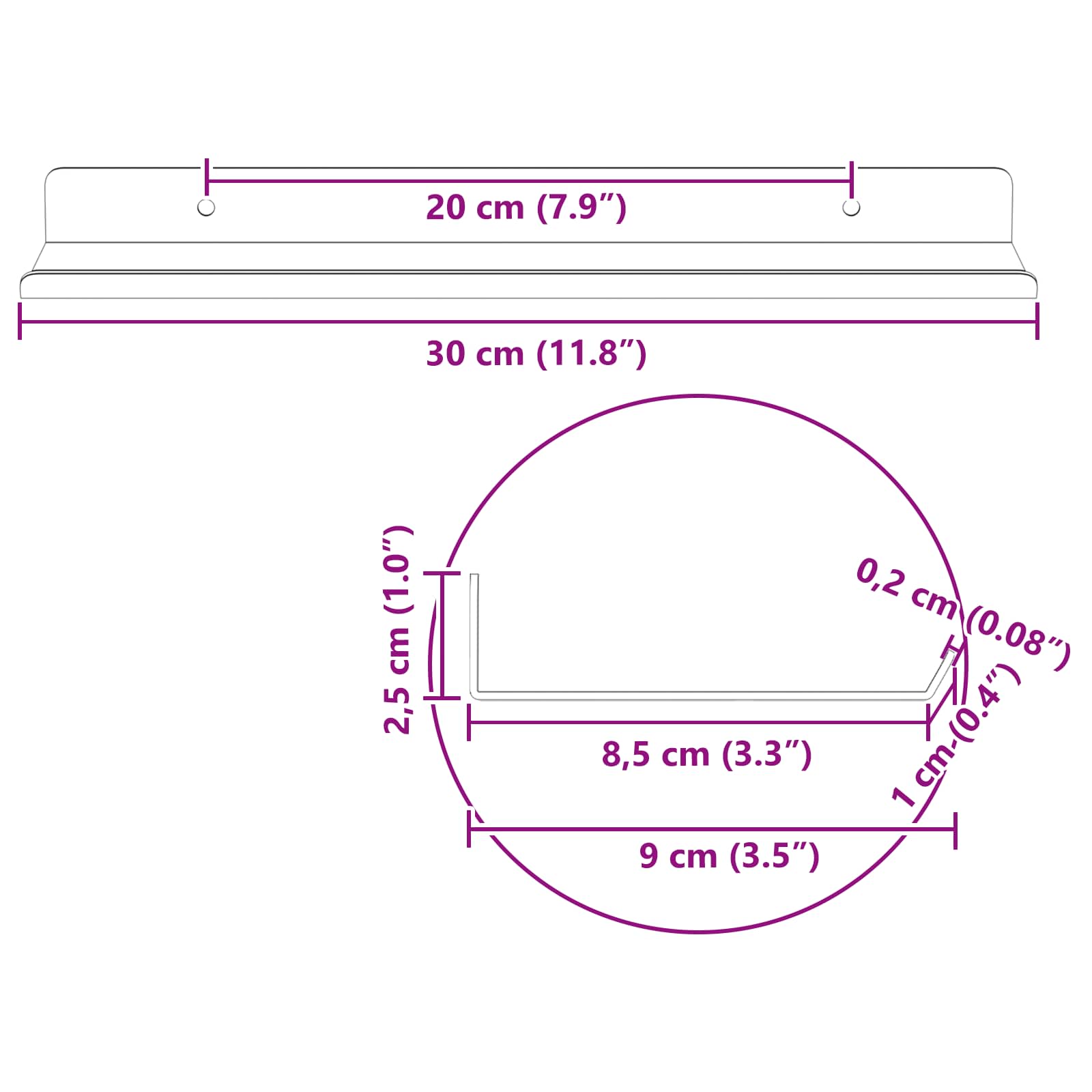 Lebdeća polica Zidne 4 pcs Ružičasta 30 x 9 x 2,5 cm Čelik