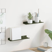 Lebdeća polica 2 pcs Maslinasto zelena 30 x 9 x 2,5 cm Čelik