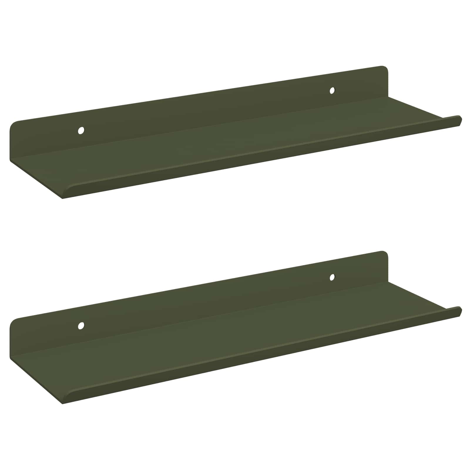 Lebdeća polica 2 pcs Maslinasto zelena 30 x 9 x 2,5 cm Čelik