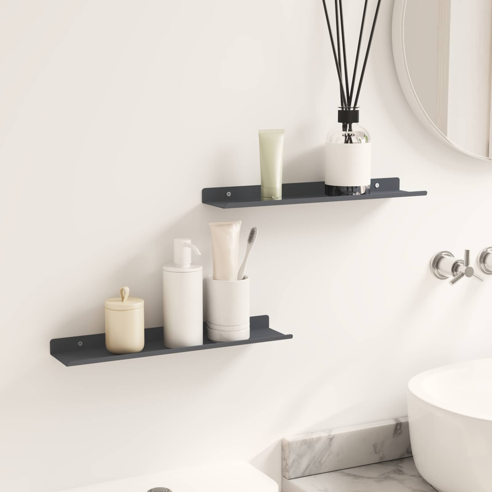 Lebdeća polica Zidne 2 pcs Antracit 40 x 8,5 x 2,5 cm Čelik