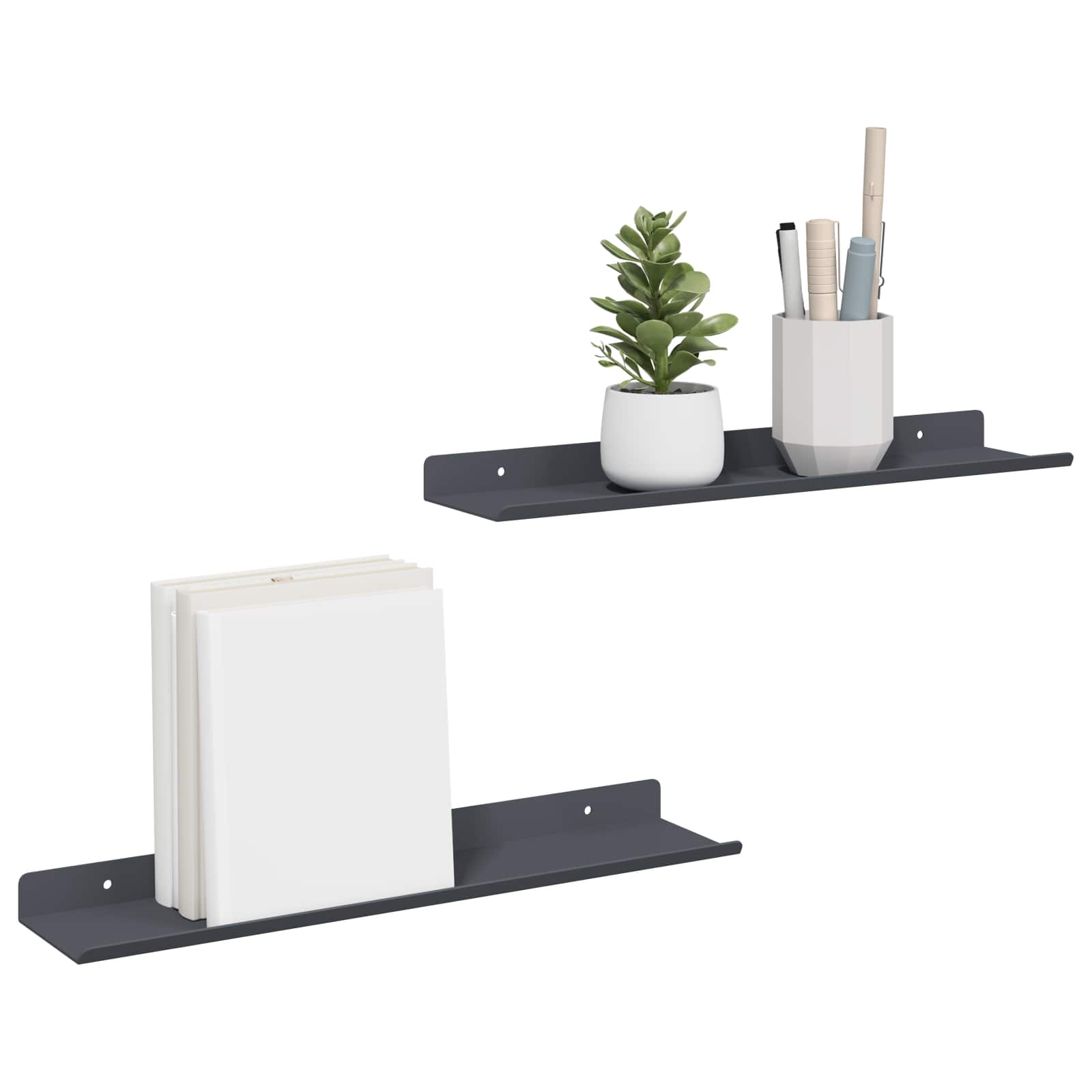 Lebdeća polica Zidne 2 pcs Antracit 40 x 8,5 x 2,5 cm Čelik