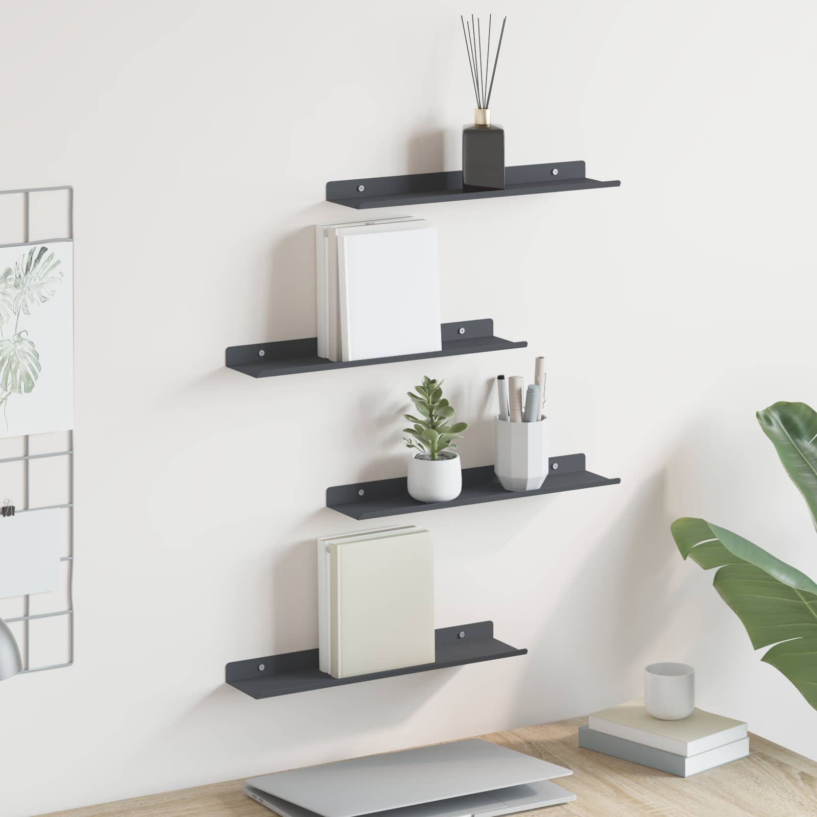Lebdeća polica Zidne 4 pcs Antracit 40 x 8,5 x 2,5 cm Čelik