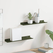 Lebdeća polica 2 pcs Maslinasto zelena 40 x 8,5 x 2,5 cm Čelik
