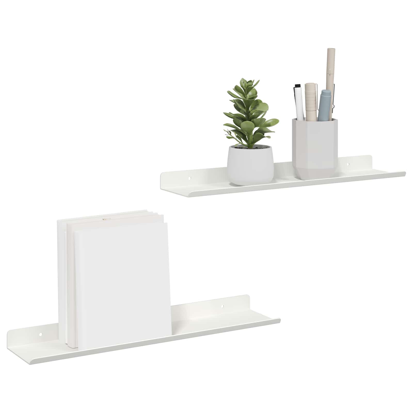 Lebdeća polica Zidne 2 pcs Bijeli 40 x 8,5 x 2,5 cm Čelik