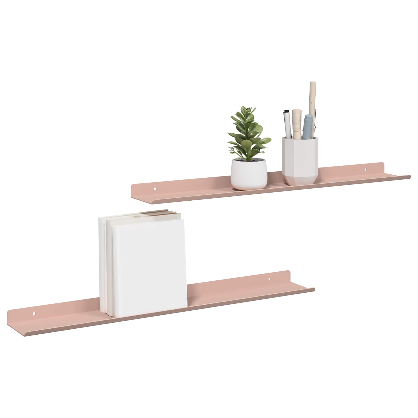 Lebdeća polica Zidne 2 pcs Ružičasta 60 x 8,5 x 2,5 cm Čelik
