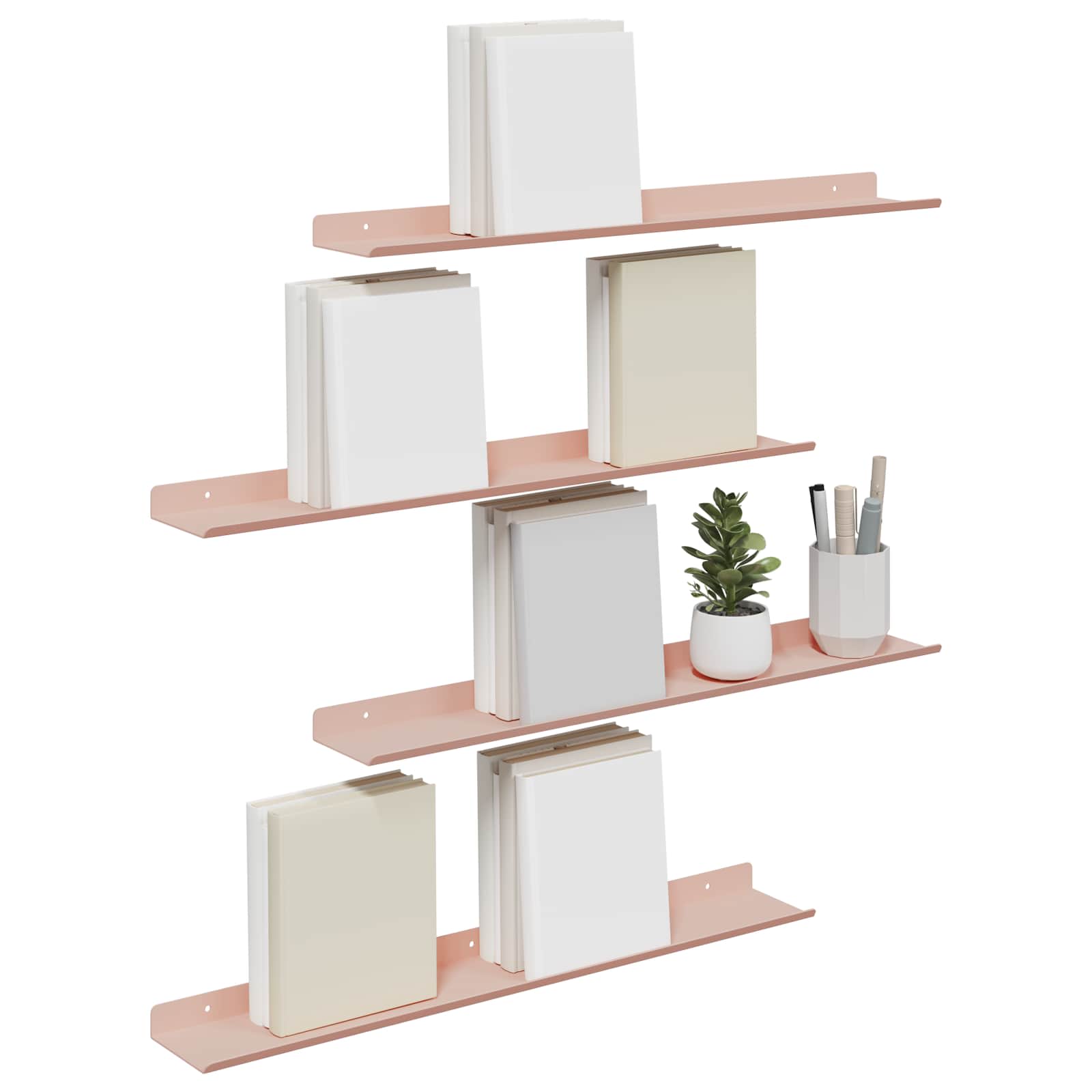 Lebdeća polica Zidne 4 pcs Ružičasta 60 x 8,5 x 2,5 cm Čelik