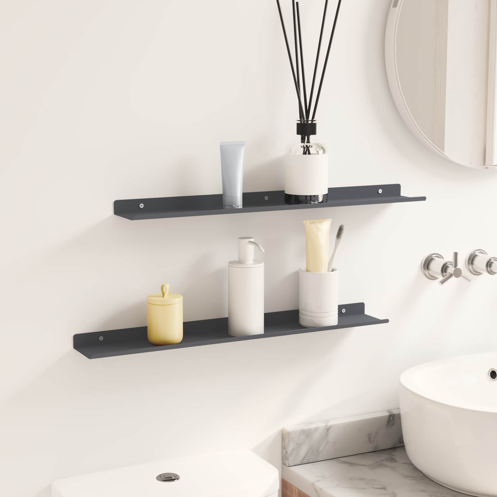Lebdeća polica Zidne 2 pcs Antracit 60 x 8,5 x 2,5 cm Čelik
