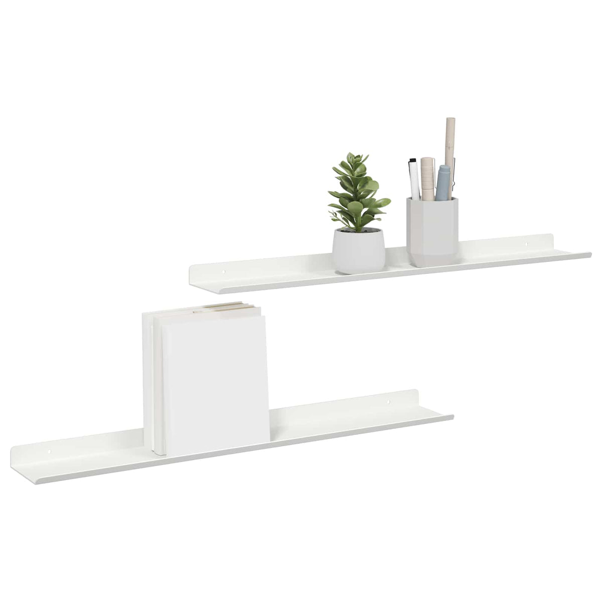 Lebdeća polica Zidne 2 pcs Bijeli 60 x 8,5 x 2,5 cm Čelik