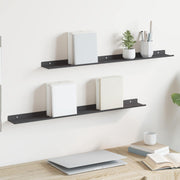 Lebdeća polica Zidne 2 pcs Crna 80 x 9 x 2,5 cm Čelik