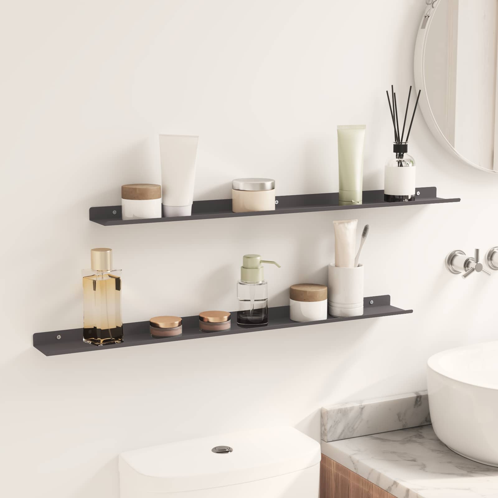 Lebdeća polica Zidne 2 pcs Crna 80 x 9 x 2,5 cm Čelik