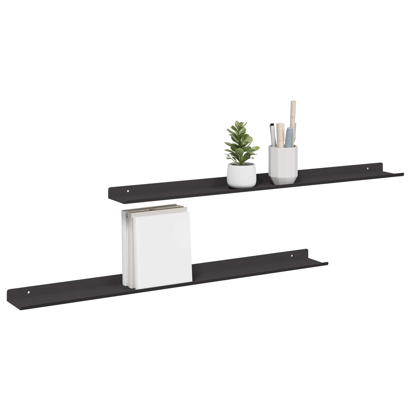 Lebdeća polica Zidne 2 pcs Crna 80 x 9 x 2,5 cm Čelik