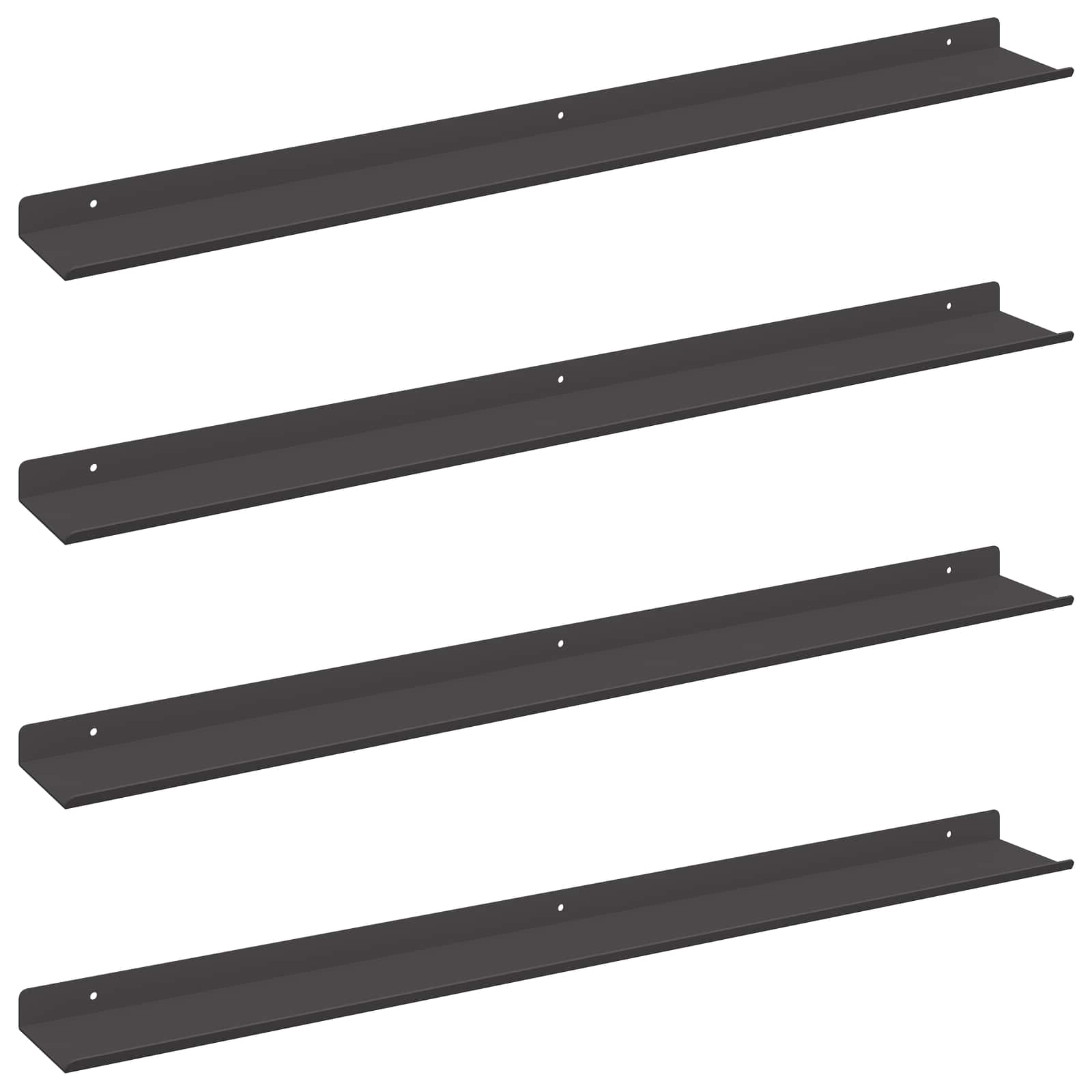 Lebdeća polica Zidne 4 pcs Crna 80 x 9 x 2,5 cm Čelik