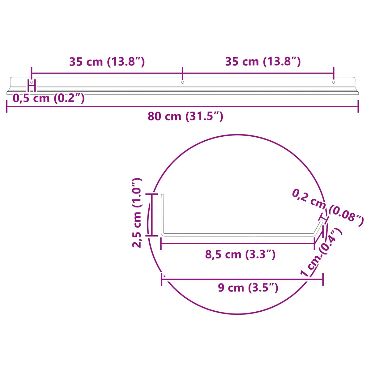Lebdeća polica Zidne 4 pcs Ružičasta 80 x 9 x 2,5 cm Čelik