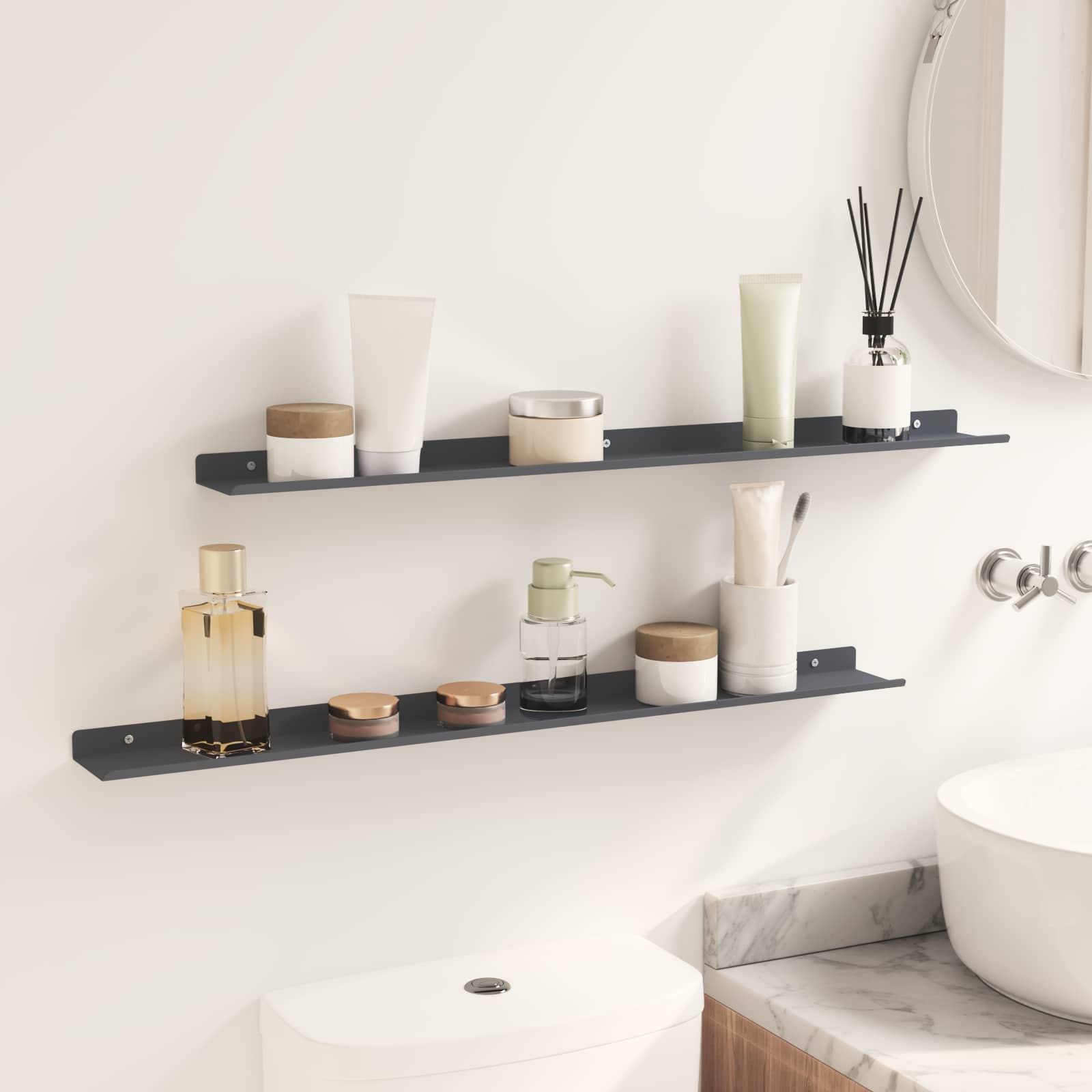 Lebdeća polica Zidne 2 pcs Antracit 80 x 9 x 2,5 cm Čelik