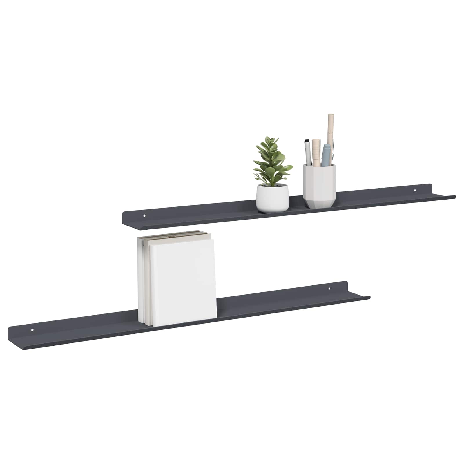 Lebdeća polica Zidne 2 pcs Antracit 80 x 9 x 2,5 cm Čelik