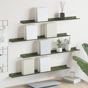 Lebdeća polica 4 pcs Maslinasto zelena 80 x 9 x 2,5 cm Čelik