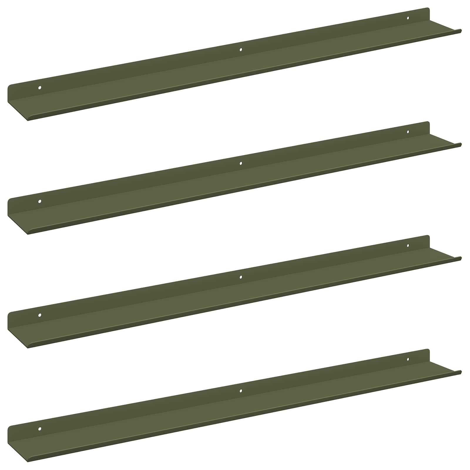 Lebdeća polica 4 pcs Maslinasto zelena 80 x 9 x 2,5 cm Čelik