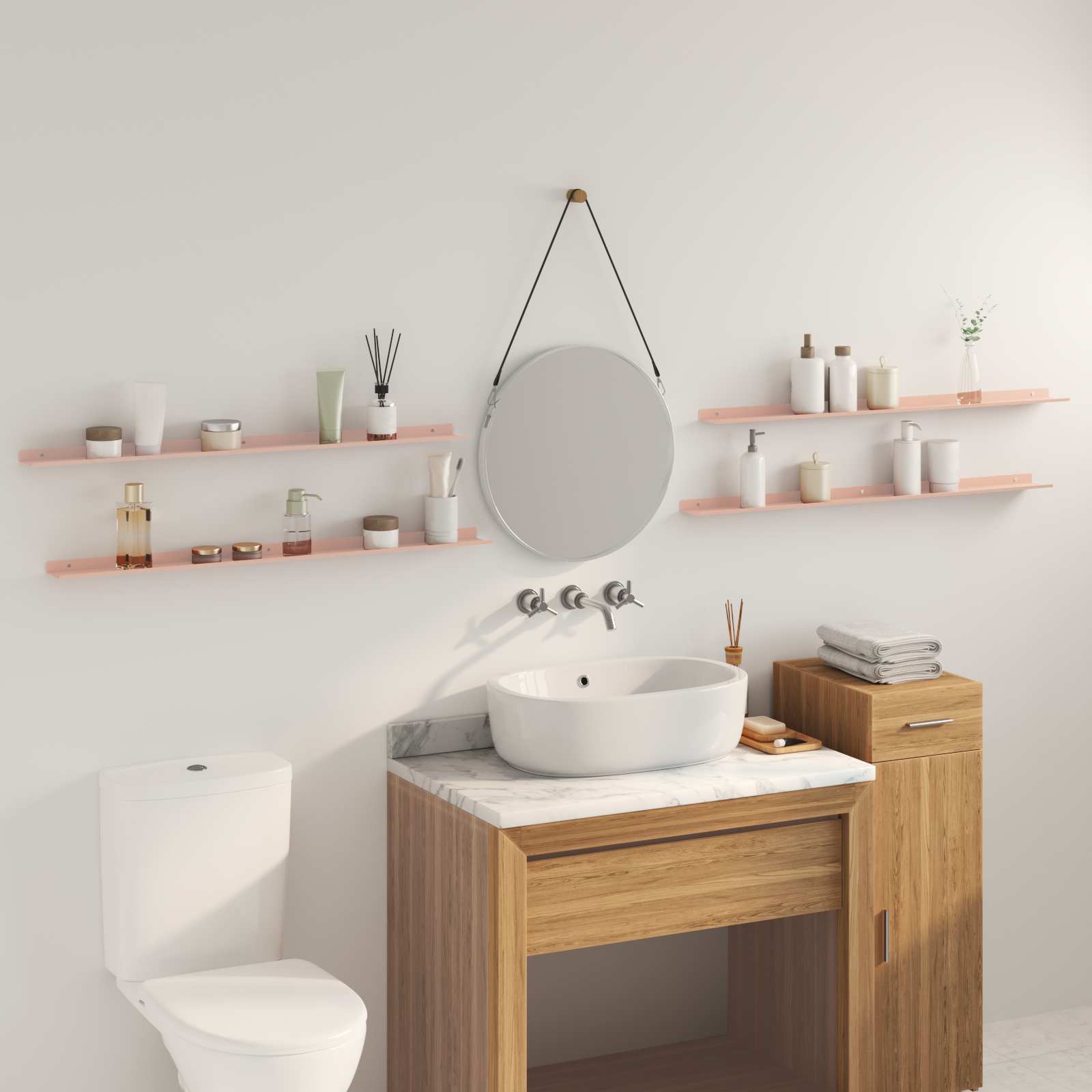 Lebdeća polica Zidne 4 pcs Ružičasta 100 x 9 x 2,5 cm Čelik