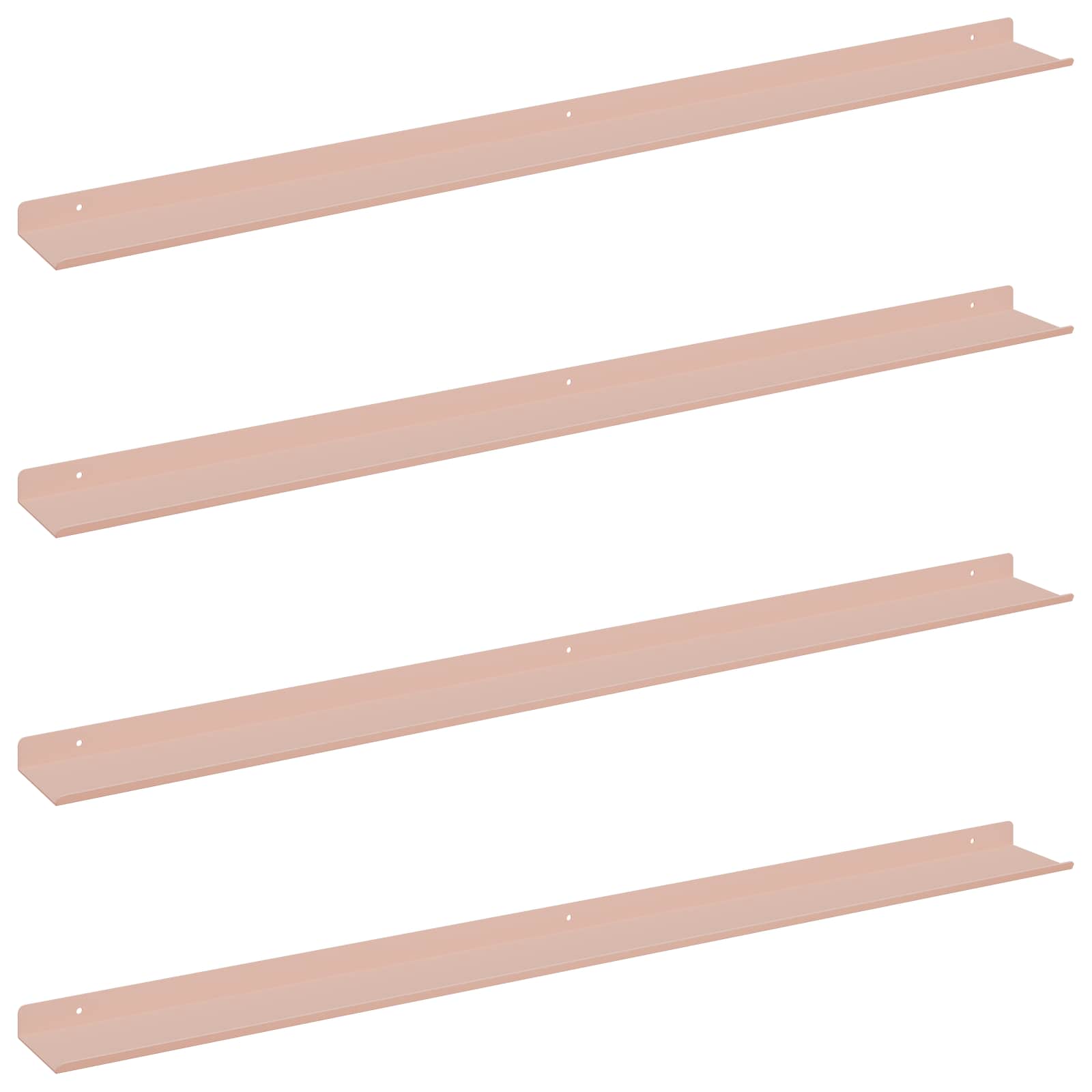 Lebdeća polica Zidne 4 pcs Ružičasta 100 x 9 x 2,5 cm Čelik