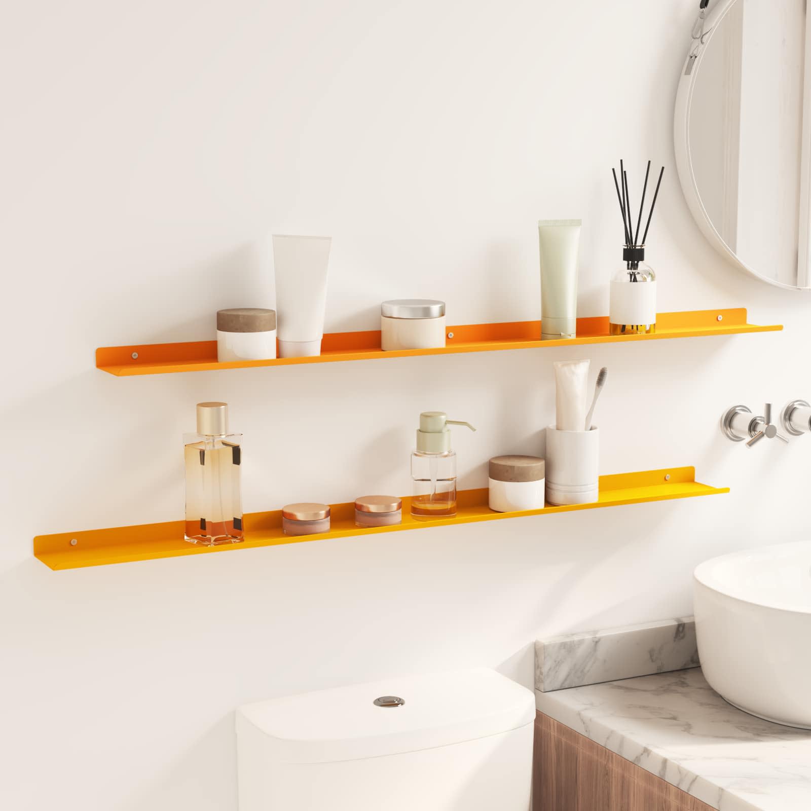 Lebdeća polica Zidne 2 pcs Žuta 100 x 9 x 2,5 cm Čelik