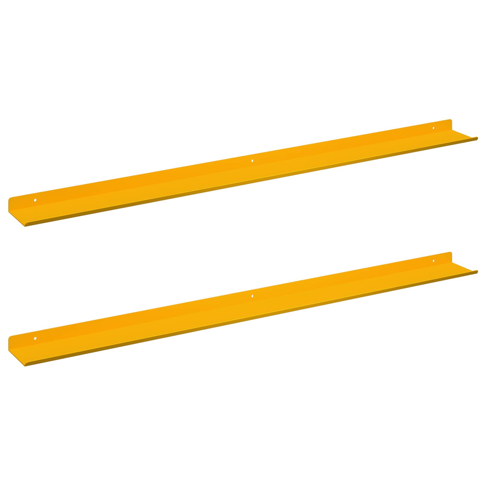 Lebdeća polica Zidne 2 pcs Žuta 100 x 9 x 2,5 cm Čelik