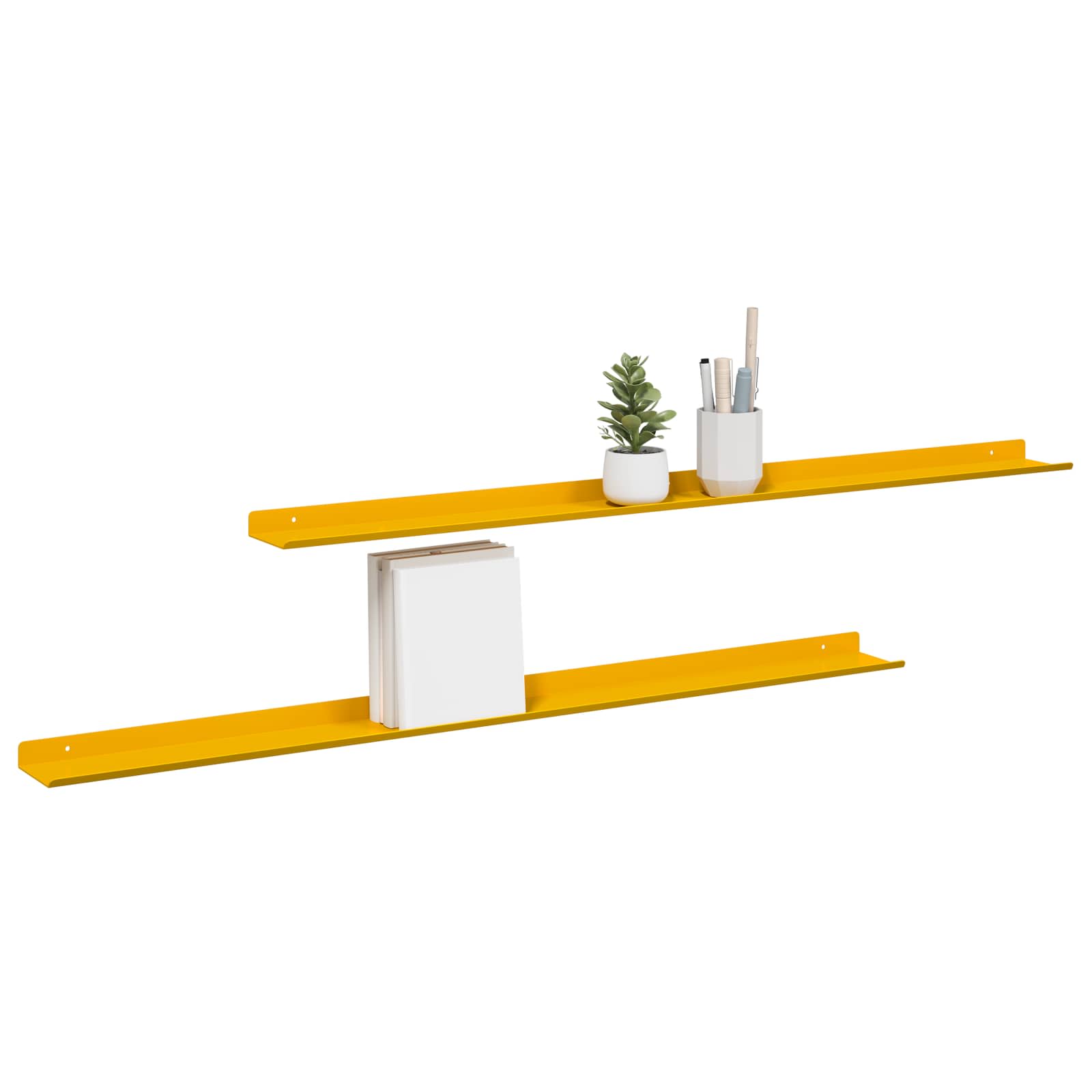 Lebdeća polica Zidne 2 pcs Žuta 100 x 9 x 2,5 cm Čelik