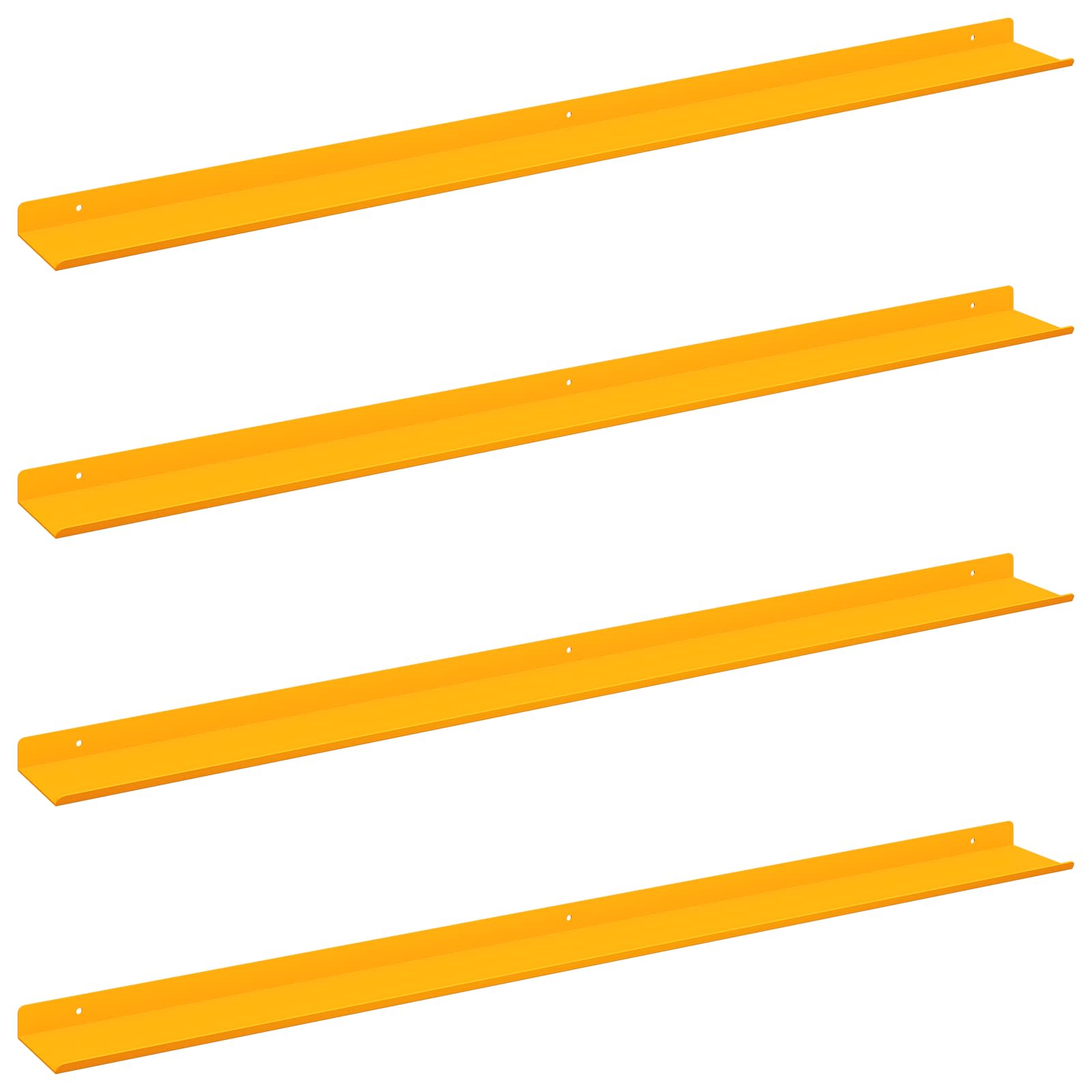 Lebdeća polica Zidne 4 pcs Žuta 100 x 9 x 2,5 cm Čelik